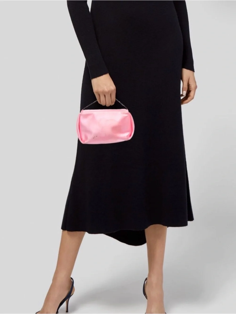 Alexander Wang Pink Satin Logo Crystal Strap Mini Bag